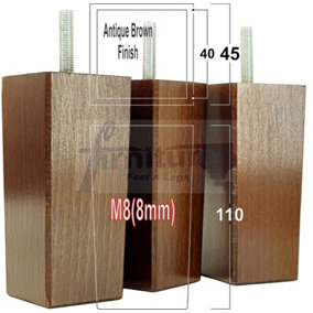 4x REPLACEMENT FURNITURE LEGS SOLID WOOD 110mm HIGH SOFAS CHAIRS SETTEE CABINETS LEGS M8 TSP2055