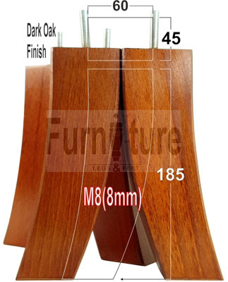 4x REPLACEMENT FURNITURE LEGS SOLID WOOD FEET 185mm HEIGHT SOFAS CHAIRS