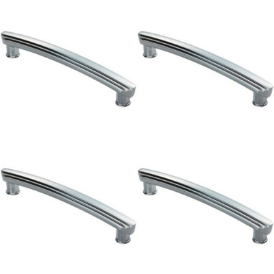 4x Ridge Design Curved Cabinet Pull Handle 160mm Fixing Centres Polished Chrome