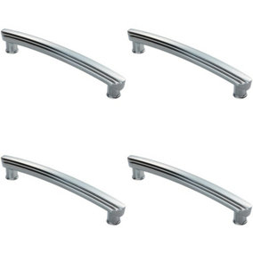 4x Ridge Design Curved Cabinet Pull Handle 160mm Fixing Centres Polished Chrome
