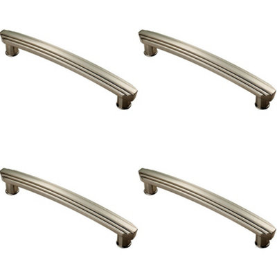 4x Ridge Design Curved Cabinet Pull Handle 160mm Fixing Centres Satin Nickel