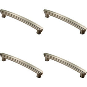 4x Ridge Design Curved Cabinet Pull Handle 160mm Fixing Centres Satin Nickel