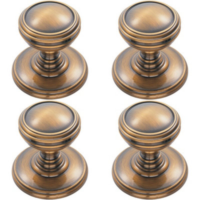 4x Ringed Tiered Cupboard Door Knob 25mm Diameter Bronze Cabinet Handle