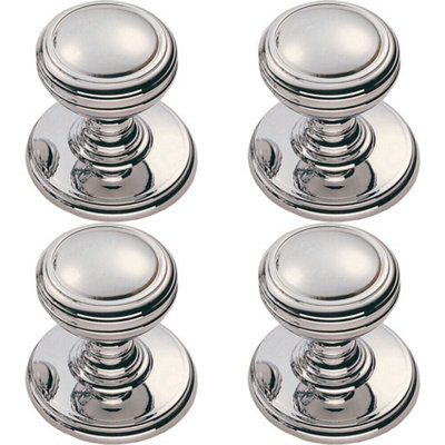 4x Ringed Tiered Cupboard Door Knob 25mm Diameter Polished Chrome Cabinet Handle