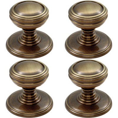 4x Ringed Tiered Cupboard Door Knob 30mm Diameter Bronze Cabinet Handle