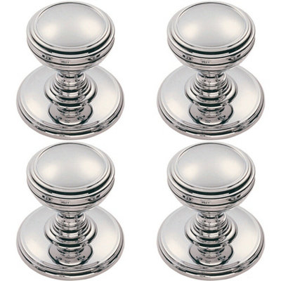4x Ringed Tiered Cupboard Door Knob 30mm Diameter Polished Chrome Cabinet Handle