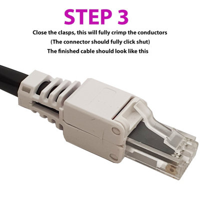 4x RJ45 CAT6 Tool-less Connectors & Boot - UTP Ethernet Plugs - NO CRIMP TOOL