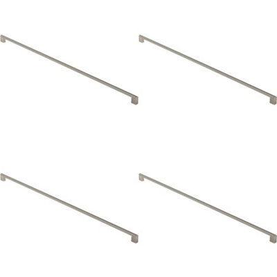 4x Round Bar Pull Handle 904 x 14mm 864mm Fixing Centres Satin Nickel & Steel