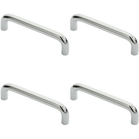 4x Round D Bar Cabinet Pull Handle 106 x 10mm 96mm Fixing Centres Chrome