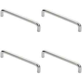 4x Round D Bar Cabinet Pull Handle 138 x 10mm 128mm Fixing Centres Chrome