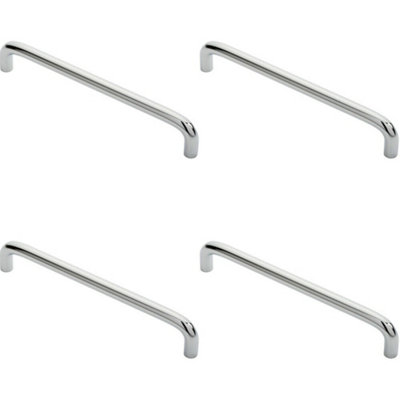 4x Round D Bar Cabinet Pull Handle 170 x 10mm 160mm Fixing Centres Chrome