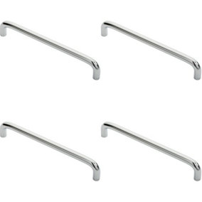 4x Round D Bar Cabinet Pull Handle 170 x 10mm 160mm Fixing Centres Chrome
