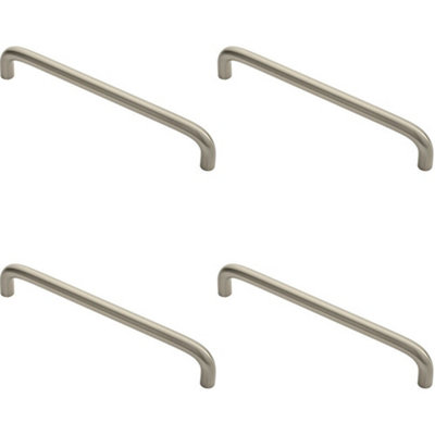 4x Round D Bar Cabinet Pull Handle 170 x 10mm 160mm Fixing Centres Satin Nickel