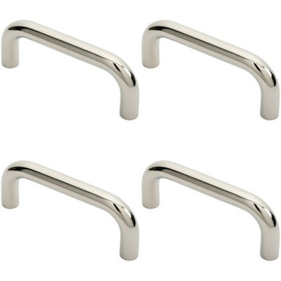 4x Round D Bar Pull Handle 169 x 19mm 150mm Fixing Centres Bright Steel