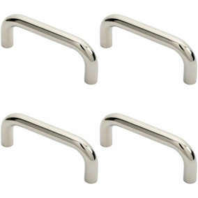 4x Round D Bar Pull Handle 169 x 19mm 150mm Fixing Centres Bright Steel