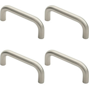4x Round D Bar Pull Handle 169 x 19mm 150mm Fixing Centres Satin Stainless Steel