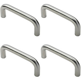 4x Round D Bar Pull Handle 169 x 19mm 150mm Fixing Centres Satin Steel