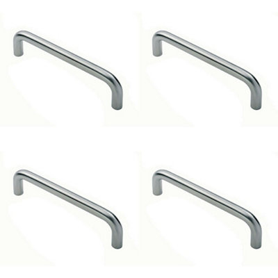 4x Round D Bar Pull Handle 22mm Dia 150mm Fixing Centres Satin Stainless Steel