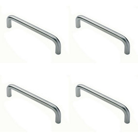 4x Round D Bar Pull Handle 22mm Dia 150mm Fixing Centres Satin Stainless Steel