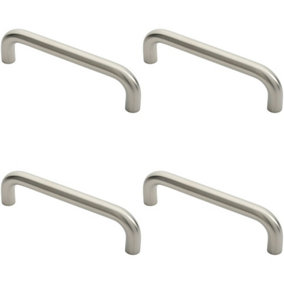 4x Round D Bar Pull Handle 22mm Dia 225mm Fixing Centres Satin Stainless Steel