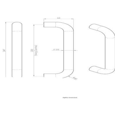 4x Round D Bar Pull Handle 22mm Dia 225mm Fixing Centres Satin Stainless Steel