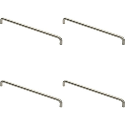4x Round D Bar Pull Handle 22mm Dia 600mm Fixing Centres Satin Stainless Steel