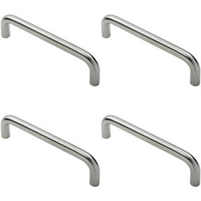 4x Round D Bar Pull Handle 244 19mm 225mm Fixing Centres Satin Steel