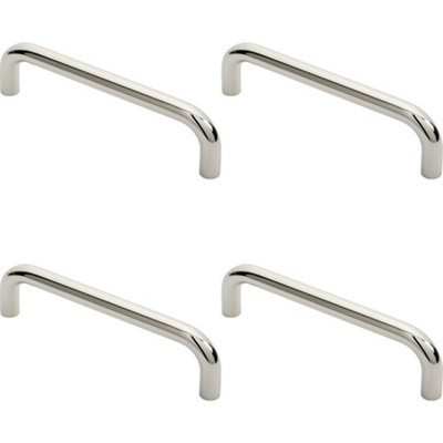 4x Round D Bar Pull Handle 244 x 19mm 225mm Fixing Centres Bright Steel