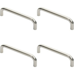 4x Round D Bar Pull Handle 244 x 19mm 225mm Fixing Centres Bright Steel