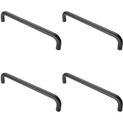 4x Round D Bar Pull Handle 319 x 19mm 300mm Fixing Centres Matt Black