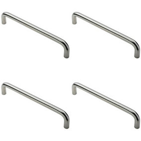4x Round D Bar Pull Handle 319 x 19mm 300mm Fixing Centres Satin Steel