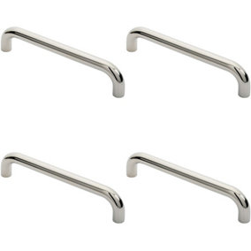 4x Round D Bar Pull Handle 325 x 25mm 300mm Fixing Centres Bright Steel