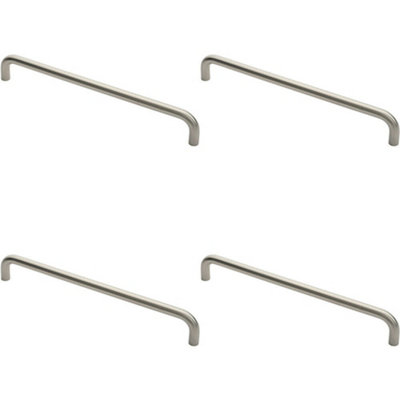 4x Round D Bar Pull Handle 444 x 19mm 425mm Fixing Centres Satin Steel