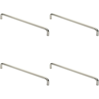 4x Round D Bar Pull Handle 469 x 19mm 450mm Fixing Centres Bright Steel