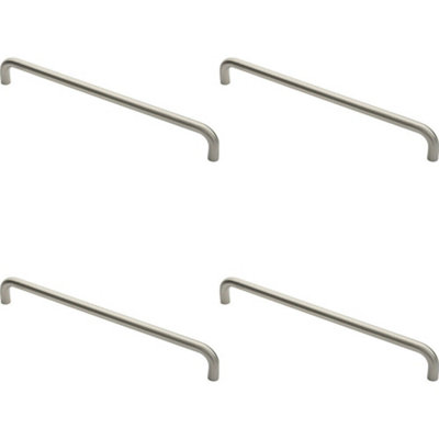 4x Round D Bar Pull Handle 469 x 19mm 450mm Fixing Centres Satin Stainless Steel