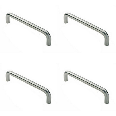 4x Round D Bar Pull Handle 469 x 19mm 450mm Fixing Centres Satin Steel
