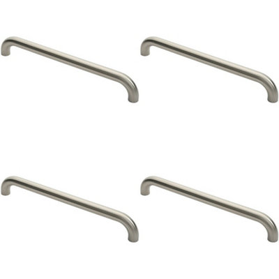 4x Round D Bar Pull Handle 480 x 30mm 450mm Fixing Centres Satin Steel
