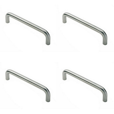 4x Round D Bar Pull Handle 619 x 19mm 600mm Fixing Centres Satin Steel