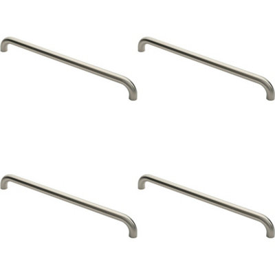 4x Round D Bar Pull Handle 630 x 30mm 600mm Fixing Centres Satin Steel