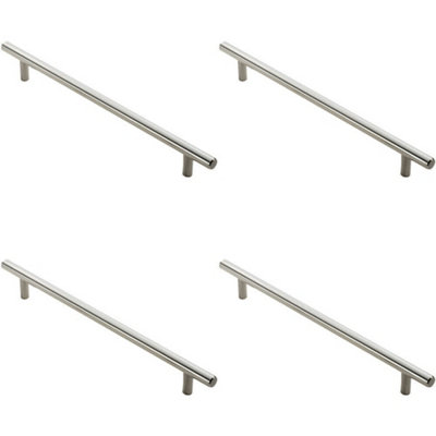 4x Round T Bar Cabinet Pull Handle 1020 x 12mm 960mm Fixing Centres Satin Nickel