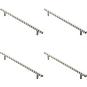 4x Round T Bar Cabinet Pull Handle 1020 x 12mm 960mm Fixing Centres Satin Nickel