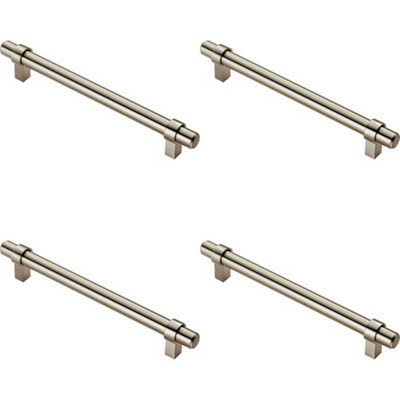 4x Round T Bar Cabinet Pull Handle 200 x 14mm 160mm Fixing Centres Satin Nickel