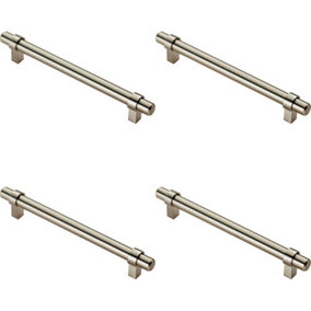 4x Round T Bar Cabinet Pull Handle 200 x 14mm 160mm Fixing Centres Satin Nickel