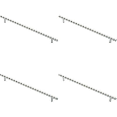 4x Round T Bar Cabinet Pull Handle 348 x 12mm 288mm Fixing Centres Chrome