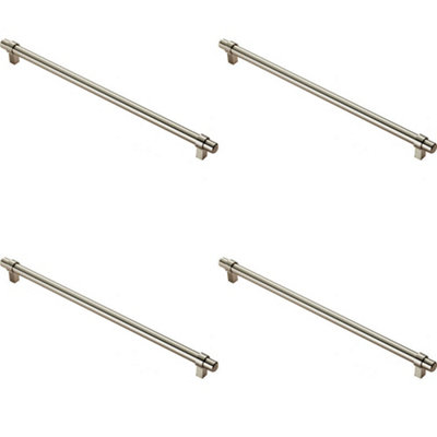 4x Round T Bar Cabinet Pull Handle 360 x 14mm 320mm Fixing Centres Satin Nickel