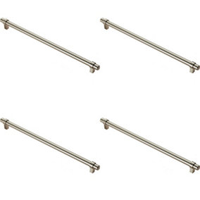 4x Round T Bar Cabinet Pull Handle 360 x 14mm 320mm Fixing Centres Satin Nickel