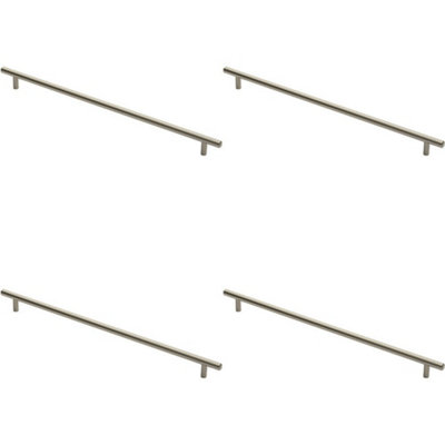 4x Round T Bar Cabinet Pull Handle 444 x 12mm 384mm Fixing Centres ...