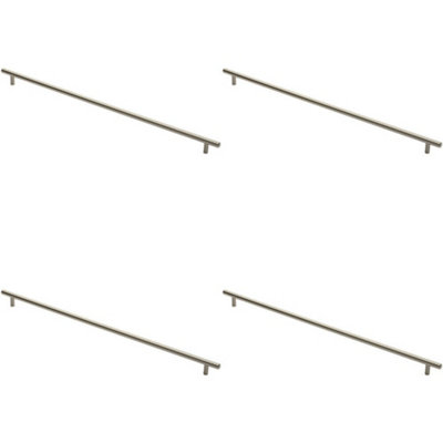 4x Round T Bar Cabinet Pull Handle 572 x 12mm 512mm Fixing Centres Satin Nickel