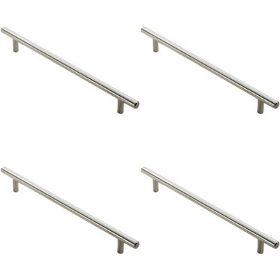4x Round T Bar Cabinet Pull Handle 828 x 12mm 768mm Fixing Centres Satin Nickel