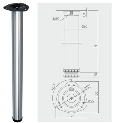 4x Round Table Legs Breakfast Bar Worktop Support Kitchen Round Matt ...